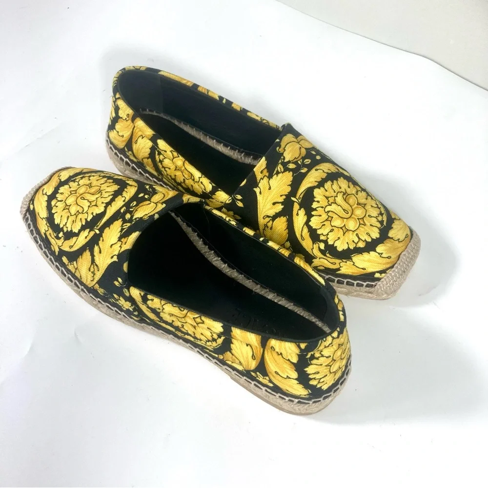 Versace Barocco Print Espadrille 37 EU Nero NEW